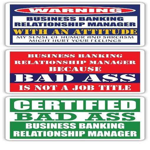 (x3) Certified Bad Ass Business Banking Relationship Manager with an Attitude Stickers | Funny Occupation Job Career Gift Idea | 3M Vinyl Sticker Decals for laptops, Hard Hats, Windows