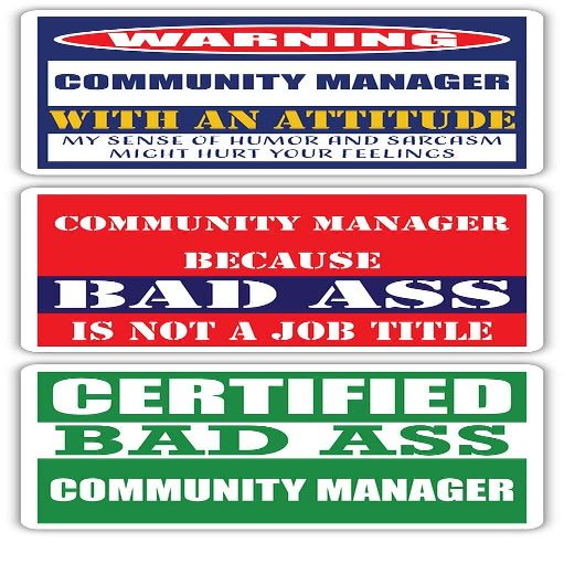 (x3) Certified Bad Ass Community Manager with an Attitude Stickers | Funny Occupation Job Career Gift Idea | 3M Vinyl Sticker Decals for laptops, Hard Hats, Windows