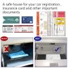 Car Registration and Insurance Card Holder - Leather Vehicle Glove Box Automobile Documents Paperwork Wallet Case Organizer for ID, Driver's License, Key Contact Information Cards - Men&Women view 4