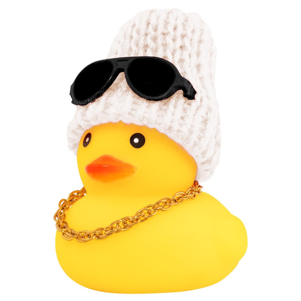 wonuu Rubber Duck Car Ornaments Yellow Duck Car Dashboard Decorations with Propeller Helmet for Christmas Decor and Home Decorations for Adults (U-White)