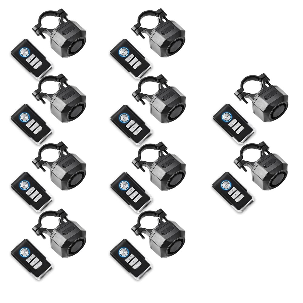 KCMYTONER 10 Set Anti-Theft Wireless Bike Alarm with Remote, Vibration Motion Sensor Alarm, Super Loud 110dB Alarm, Waterproof