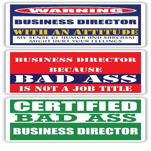 (x3) Certified Bad Ass Business Director with an Attitude Stickers | Funny Occupation Job Career Gift Idea | 3M Vinyl Sticker Decals for laptops, Hard Hats, Windows