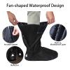 Jikamul Tachitali Waterproof Rain Shoe Cover with Reflector for Women & Men Reusable & Foldable Rain Boot Shoe Cover with Zipper, Non-Slip (Black, 2XL) view 4