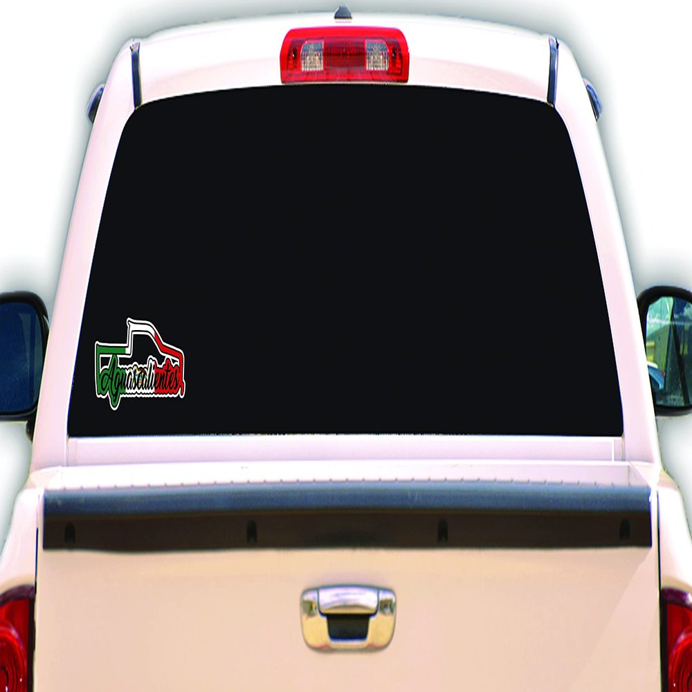 Aguascalientes Decal Trokita Decal Car Window AGS Vinyl Sticker Mexico Truck (3.9" x 7.1", Mexican Flag)