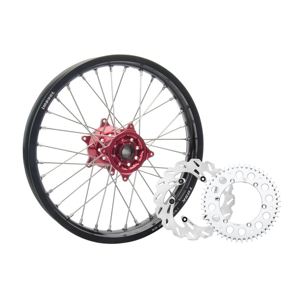 TUSK Impact Complete Rear Wheel Package 19 x 2.15 Black Rim/Silver Spoke/Red Hub for Yamaha YZ450FX 2016-2021