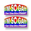 2 I'm So Gay I Can't Even Drive Straight 9" Full Color Decals LGBT Pride Gift Rainbow Flag Decal for Gay Lesbian Car Truck Vehicle Vinyl Stickers (2 Decal Set) view 1