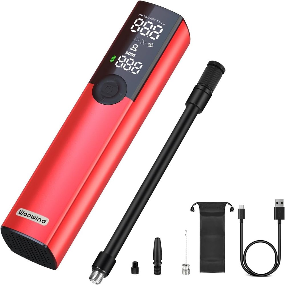 Woowind BP188 Bike Pump with Gauge, Bicycle Pump & Bike Tire Pump - Portable Inflator for Bikes, Motorcycles, Auto Shut-Off 120-150PSI, Rechargeable