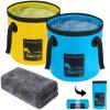 AUTODECO 2 Pack Collapsible Bucket 5 Gallon Container Folding Water Bucket Portable Wash Basin for Outdoor Travelling Camping Fishing Gardening Car Washing Blue and Yellow 20L view 1