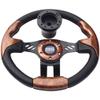 Huskey Trooper Woodgrain Golf Cart Steering Wheel Carbon Fiber Texture Grip W/Matte Black Hub Adapter for Club Car Precedent 04+ Gas Electric Models view 1