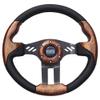 Huskey Trooper Woodgrain Golf Cart Steering Wheel Carbon Fiber Texture Grip W/Matte Black Hub Adapter for Club Car Precedent 04+ Gas Electric Models view 2