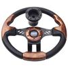 Huskey Club Car Woodgrain Steering Wheel Carbon Fiber Texture Grip W/Matte Black Hub Adapter for Club Car DS Gas Electric Models Premium Quality view 1
