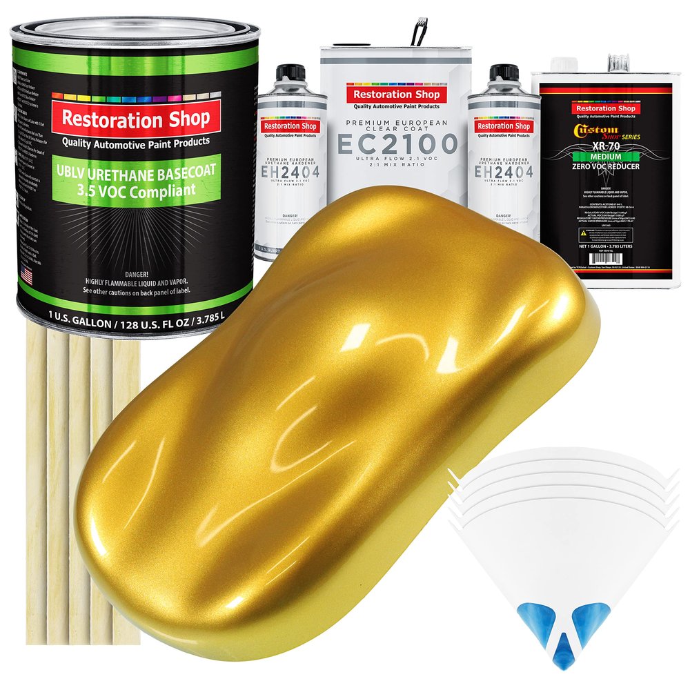 Restoration Shop Saturn Gold Urethane Basecoat Paint - Gallon Kit