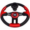 Huskey Trooper Red Golf Cart Steering Wheel 12.5 Inch OD Comfortable Grip + Club Car DS Hub Adapter Black 5/6 Hole Pattern view 1