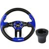 Huskey Trooper Blue Golf Cart Steering Wheel For Club Car DS Models Black Brushed Spokes Carbon Fiber Grips SS logo Premium Quality view 1