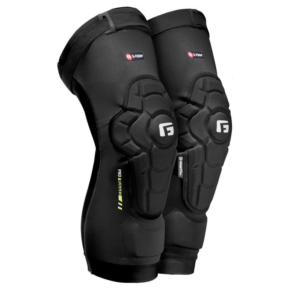 G-Form Pro-Rugged 2 MTB Knee Guards - Compression Knee Gear for Protection - Comfortable for Men & Women - Breathable & Durable Guards for Mountain Biking - Black, Adult Medium