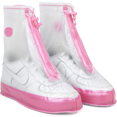 Galashield Rain Shoe Covers | Waterproof Shoe Covers for Men Women | Reusable Galoshes Overshoes (Clear/Pink, X-Large)