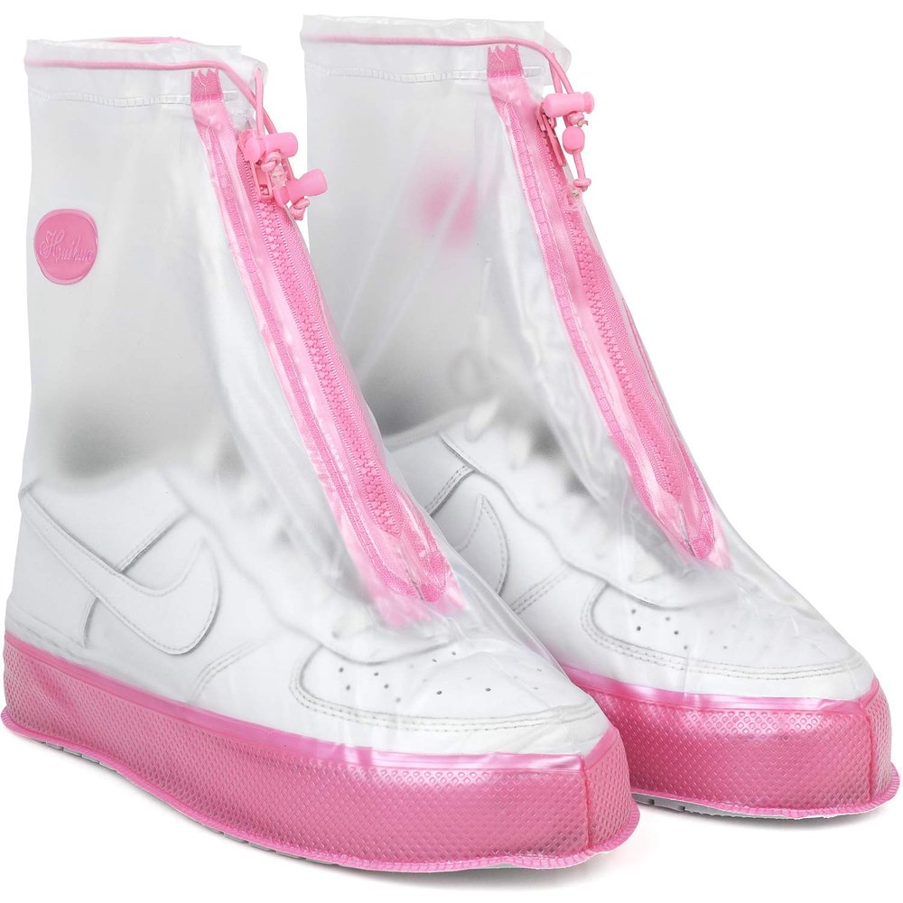 Galashield Rain Shoe Covers | Waterproof Shoe Covers for Men Women | Reusable Galoshes Overshoes (Clear/Pink, Medium)