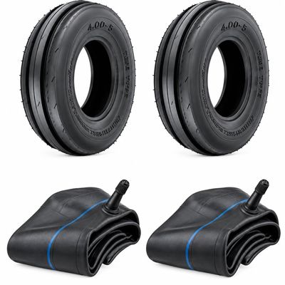 Two 400x15, 400-15, 4.00x15, 4.00-15 3 Rib Front Tractor Tires With Tubes F2