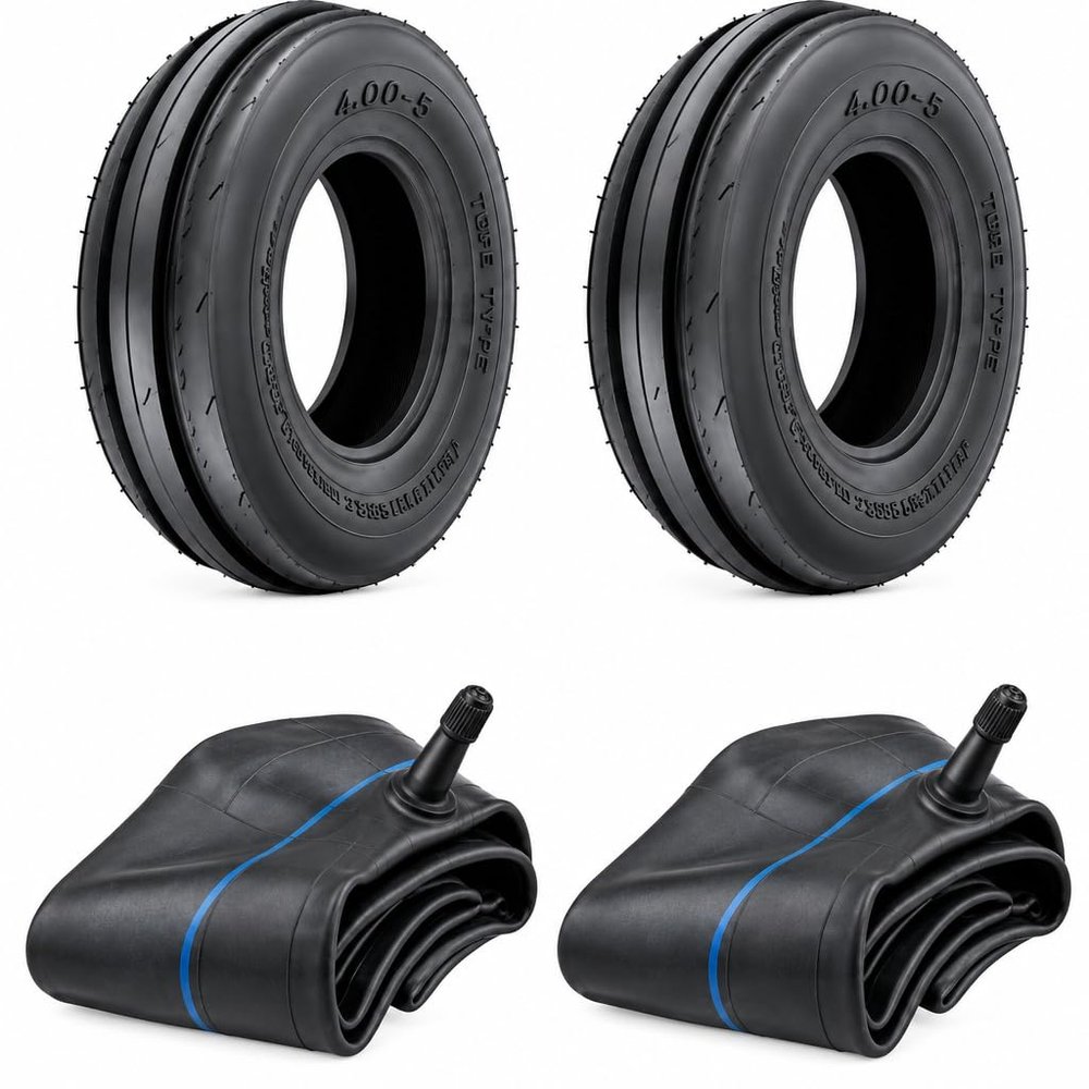 Two 400x15, 400-15, 4.00x15, 4.00-15 3 Rib Front Tractor Tires With Tubes F2