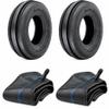 Two 400x15, 400-15, 4.00x15, 4.00-15 3 Rib Front Tractor Tires With Tubes F2 view 1