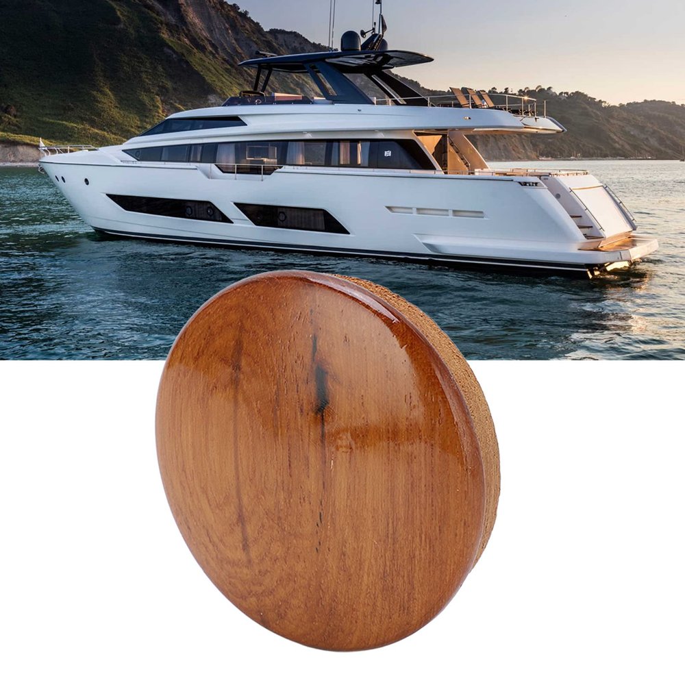 Boat Steering Wheel Cover, Marine Steering Wheel Cover Teak Wood Boat Steering Wheel Center 63.5mm Gloss Finish for Maintenance