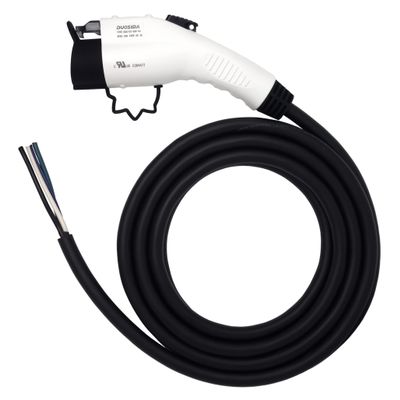Inteset 25' 40A EV Charger J-1772 Plug Replacement Cable, Charger End Bare Wire for Easy Replacement of Original Cable on Chargers up to 40 Amps, Made in The USA.