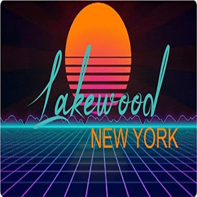 Lakewood New York 2 X 1.25-Inch Vinyl Decal Stiker Retro Neon Design
