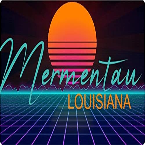 Mermentau Louisiana 2 X 1.25-Inch Vinyl Decal Stiker Retro Neon Design