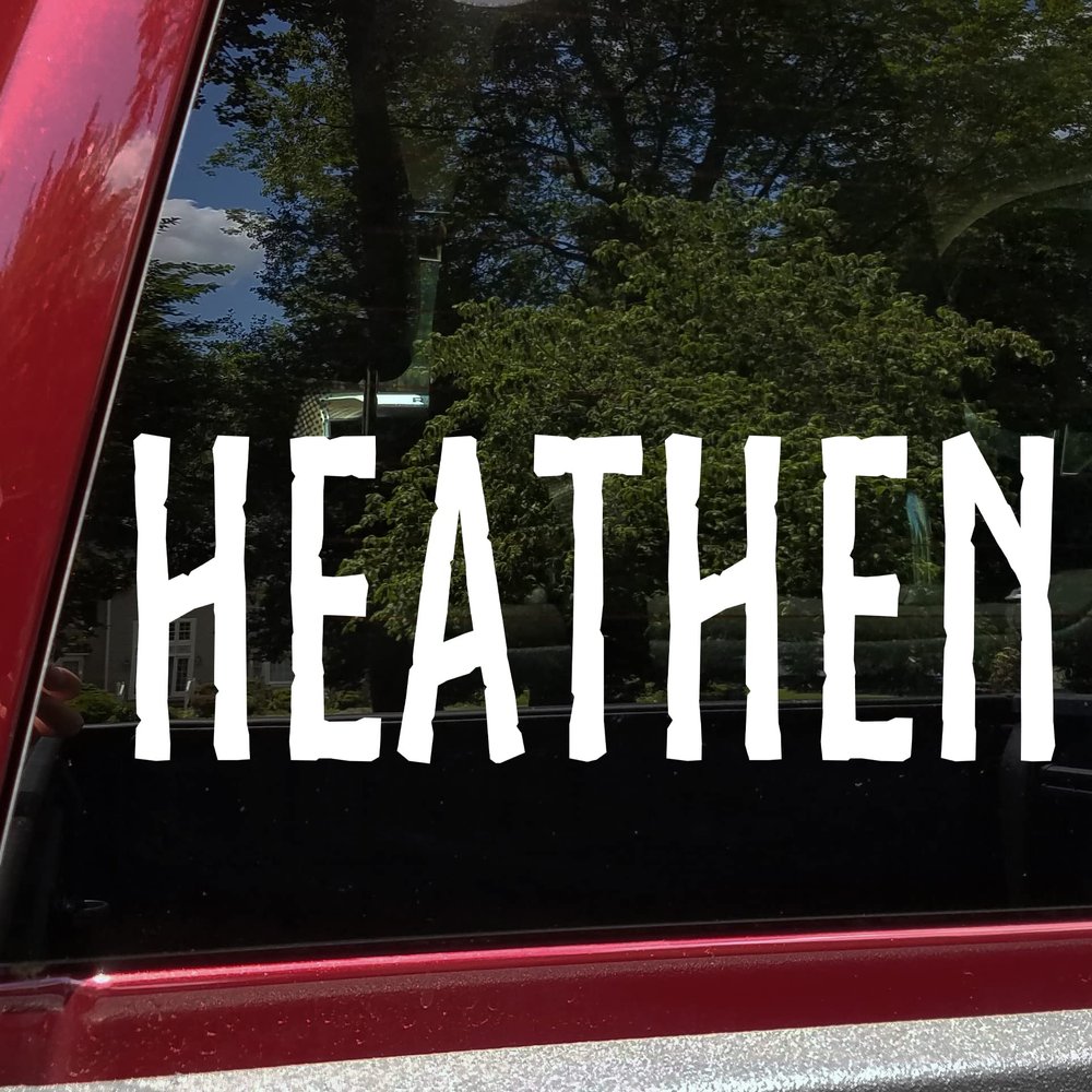 Minglewood Trading Yellow - Heathen Vinyl Decal V2 - Norse Viking Barbarian - Die Cut Sticker - 63w x 21h inches