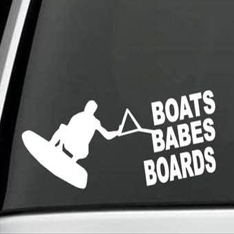 Boats Babes Boards Decal Sticker for Car Window, Cute Waterproof Aesthetic Vinyl Stickers for Water Bottles Laptop Computer Skateboard