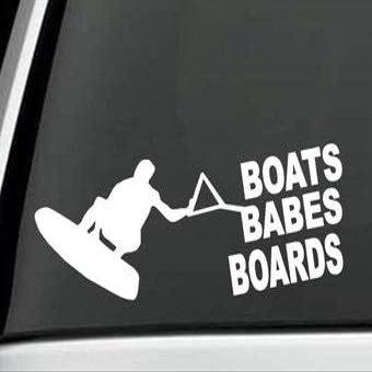 Boats Babes Boards Decal Sticker for Car Window, Cute Waterproof Aesthetic Vinyl Stickers for Water Bottles Laptop Computer Skateboard