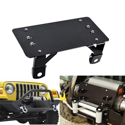 AMOPA Black Stainless Flip-Up Winch Fairlead License Plate Bracket Kit