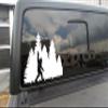 Turquoise - Bigfoot in Trees Middle Finger Vinyl Decal - Sasquatch Forest Line PNW - Die Cut Sticker - 10w x 7h inches view 2