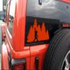 Turquoise - Bigfoot in Trees Middle Finger Vinyl Decal - Sasquatch Forest Line PNW - Die Cut Sticker - 10w x 7h inches view 3