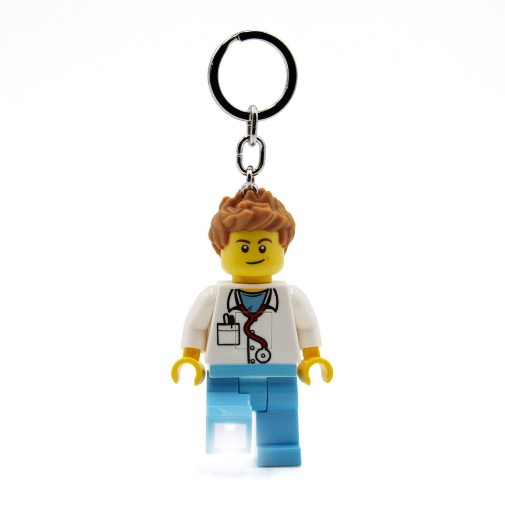LEGO City Keychain Light - Doctor (KE184H), Bag charm with LED light, Extra-Large 3 Inch Tall Figure