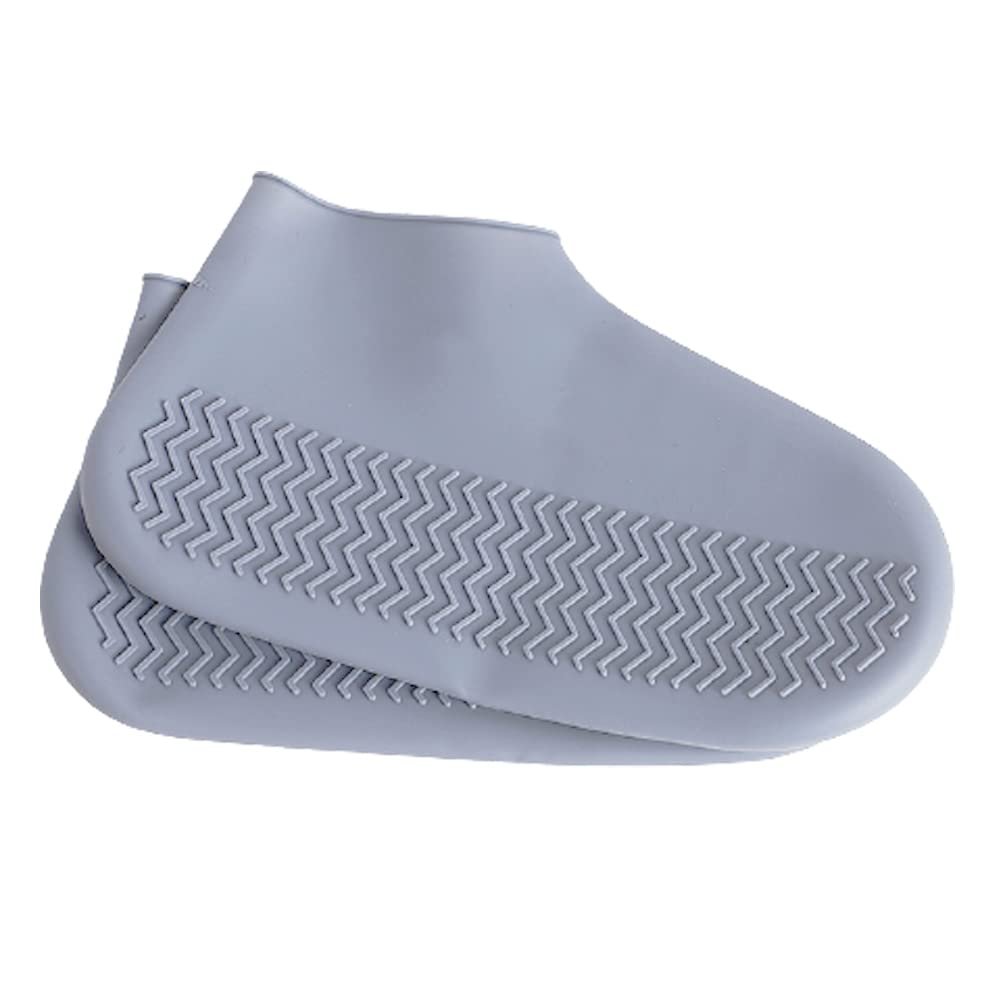 ZOSTLAND Silicone Waterproof Shoe Covers Rain Socks,Reusable Foldable Non-Slip Shoes Boots Shoes Covers Overshoe for Indoor, Rain, Snow, Grassland Shoes for Men & Women & Children (Large, Gray)
