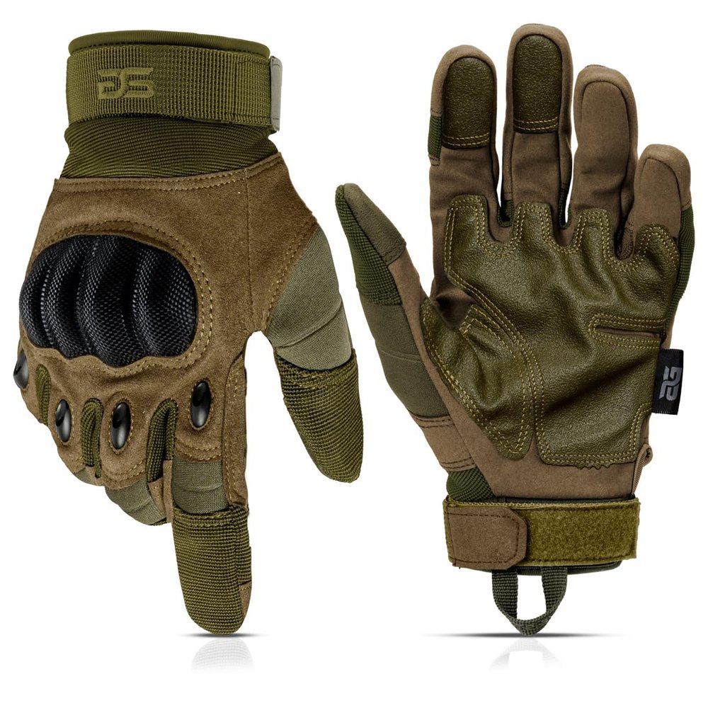 Glove Station Gloves for Men Touchscreen Utility Gear with Hard Knuckle Protection Used in Motorcycle, Airsoft, & Outdoor Work Green - Hard Knuckle XX-Large