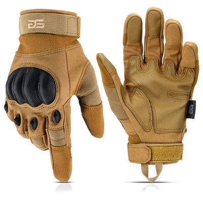 Glove Station Gloves for Men Touchscreen Utility Gear with Hard Knuckle Protection Used in Motorcycle, Airsoft, & Outdoor Work Tan - Hard Knuckle Small