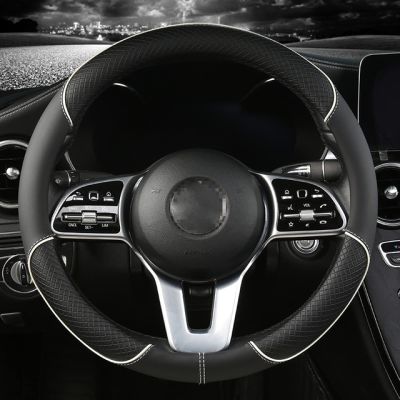 for Ben AMG 38cm Models A C CLA E GLA GLC GLE S B CLS Class, Microfiber Leather Car Steering Wheel Cover Accessories
