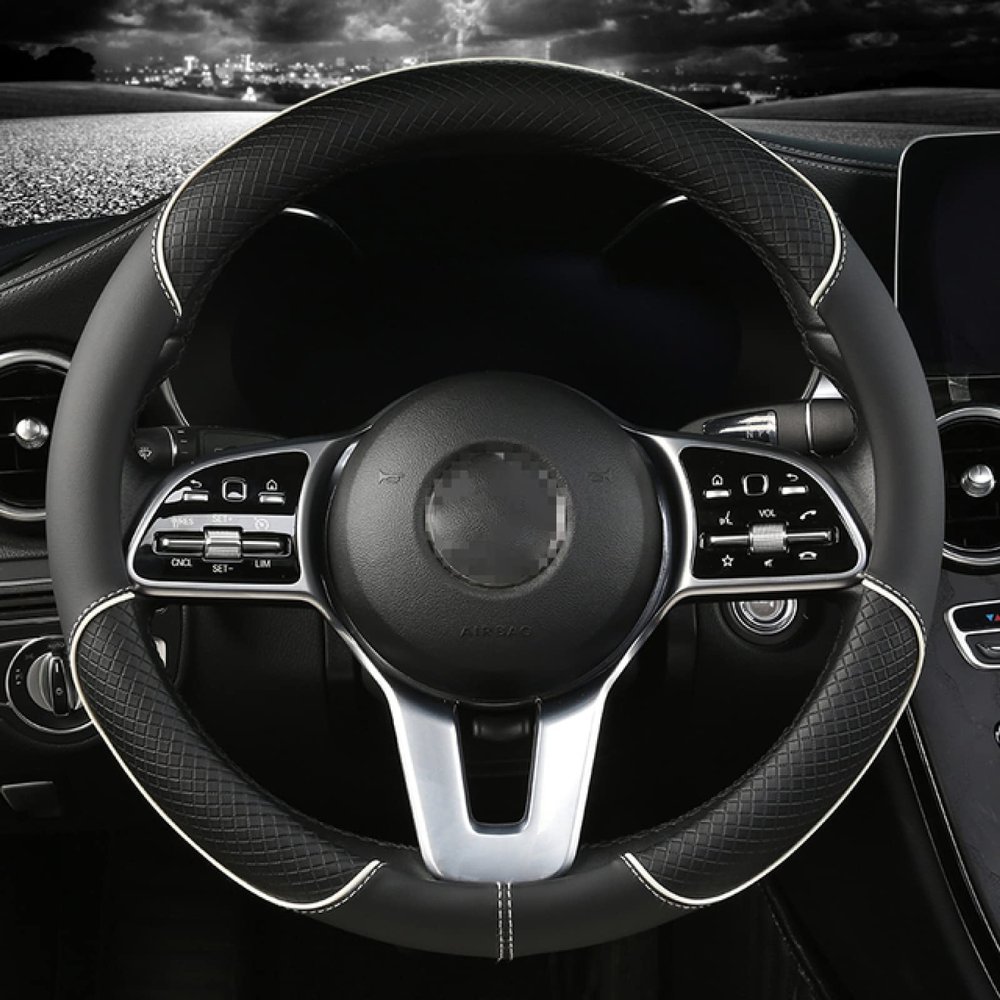 for Ben AMG 38cm Models A C CLA E GLA GLC GLE S B CLS Class, Microfiber Leather Car Steering Wheel Cover Accessories