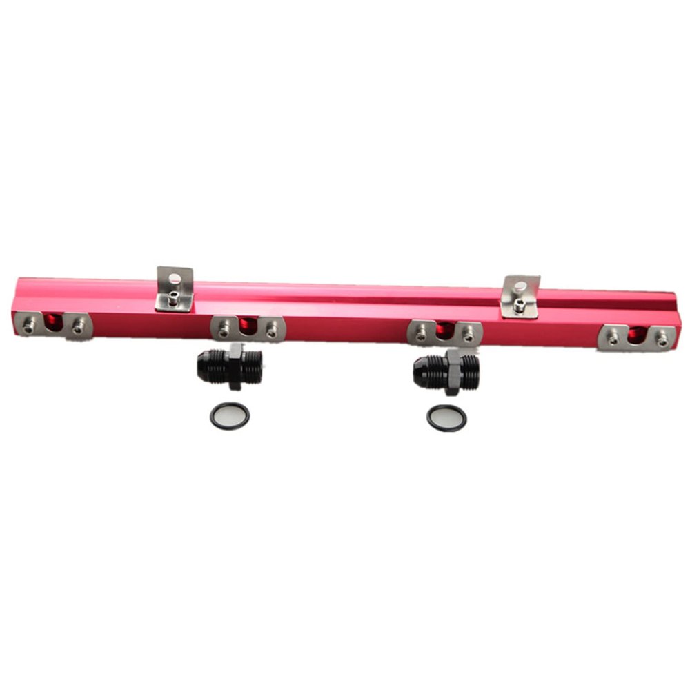 AdlerSpeed High Flow CNC Billet Aluminum Fuel Rail Kit Compatible with Volvo 240, 740, 940 Red