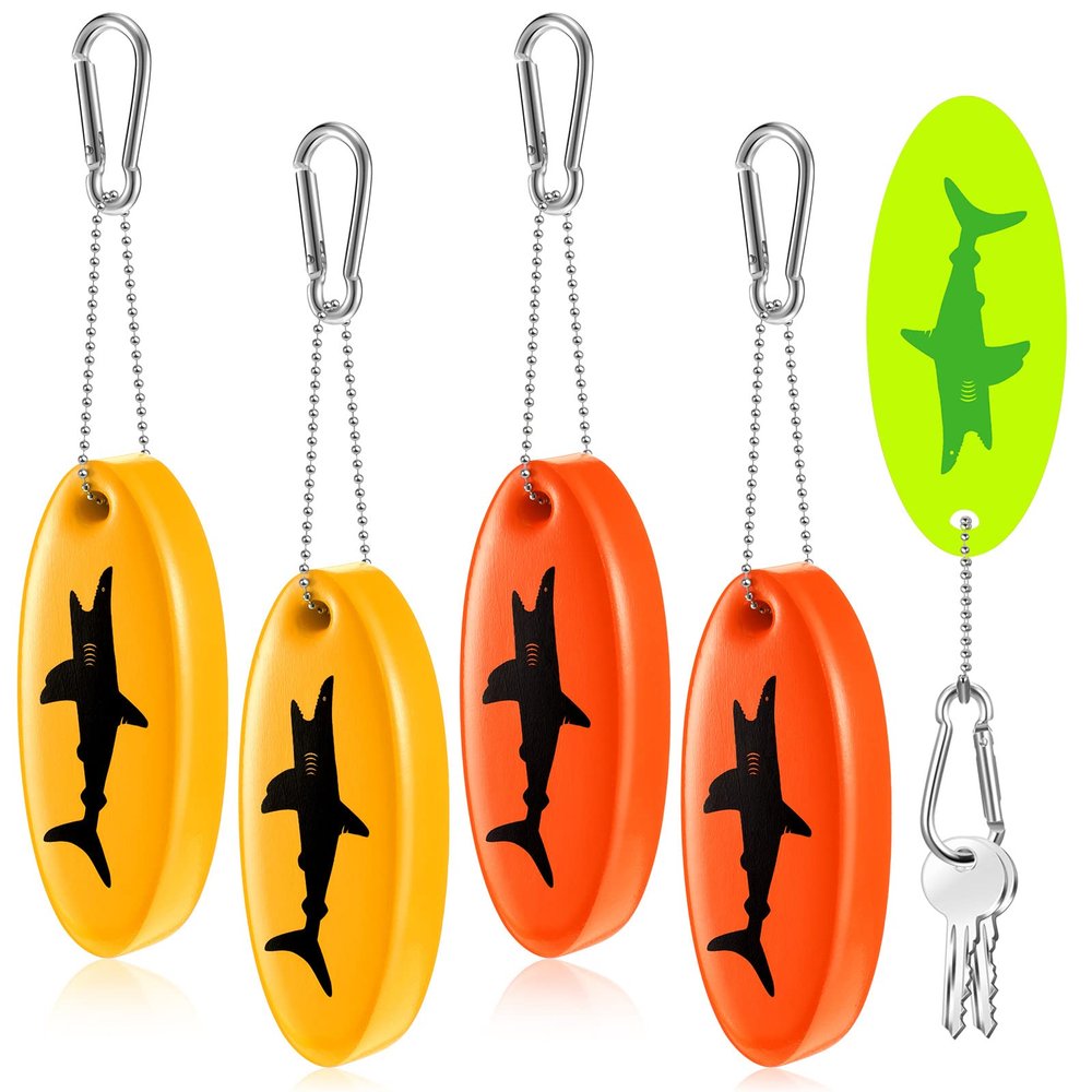 Herdear 4 Pcs Boat Key Floating Keychain Glow in the Dark Foam Floating Boat Key Ring Waterproof Oval Keychain for Fishing Surfing Kayak Sailing Swiming Outdoor Water Sport