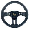 Huskey 12.5 Inch Trooper Style Carbon Fiber Steering Wheel Compatible with Yamaha G&E Golf Carts,Brushed Aluminum Black Spokes,SS Logo,Includes a 5/6 Hole Pattern Matt Black Carbon Steel Hub Adapter view 3