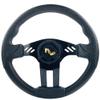 Huskey 12.5 Inch Trooper Style Carbon Fiber Steering Wheel For Club Car DS G&E Golf Carts,Brushed Aluminum Black Spokes,SS Logo,Includes a 5/6 Hole Pattern Matt Black Carbon Steel Hub Adapter view 3