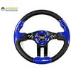 Huskey 12.5 Inch Trooper Style Blue Steering Wheel Compatible with Yamaha G&E Golf Carts,Brushed Aluminum Blue and Black Spokes, SS Logo,Includes a 5/6 Hole Pattern Matt Black Carbon Steel Hub Adapter view 2