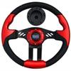 Huskey Club Car Precedent Golf Cart Steering Wheel Red Black Brushed Spokes Carbon Fiber Grips SS logo Premium Quality view 4