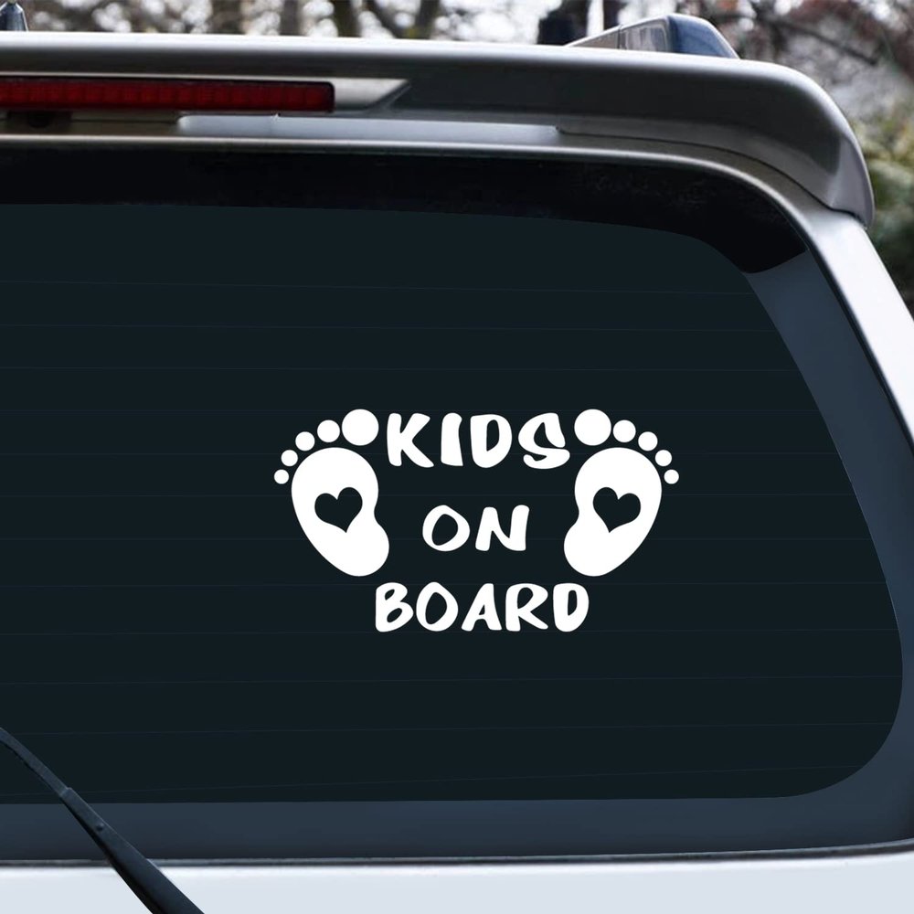 Vesvory 2pcs Baby Feet Stickers for Car Baby On Board Keep Distance Sticker for Cars Baby Bumper Stickers Baby Safety Sticker Notice Board Car Accessories for Kids (Reflective White)