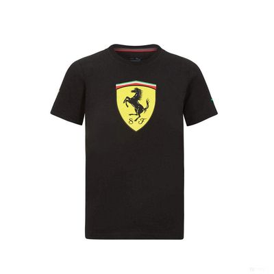 Ferrari Scuderia Official Formula 1 Merchandise - Kids Large Scudetto T-Shirt - Black - Size XS