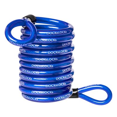 DocksLocks Weatherproof Coiled Security Cable (5ft to 25ft Lengths) with Reinforced Looped Ends, Anti-Theft Protection for Kayaks, Bikes, Paddleboards, Outdoor Equipment, Bicycles and More 10ft