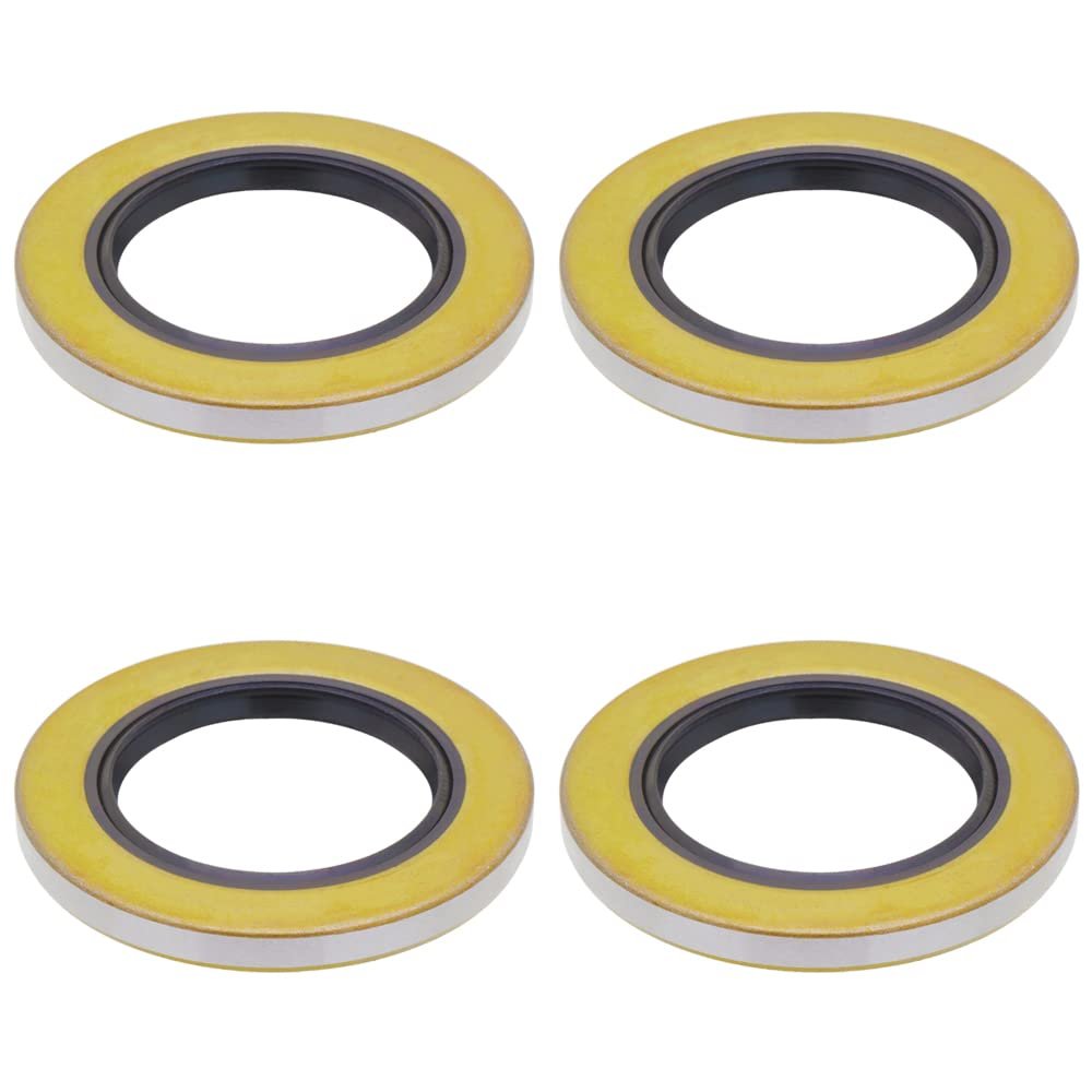 [4-Pack] 010-010 - Double Lip Grease Seal Compatible with 5,200-7,000 lbs Trailer Axle - #42 Spindle - 2.125" Inner Diameter, 3.375" Outer Diameter [Cross Reference: 21333TB, 440972, AF7172-E1, 21352]